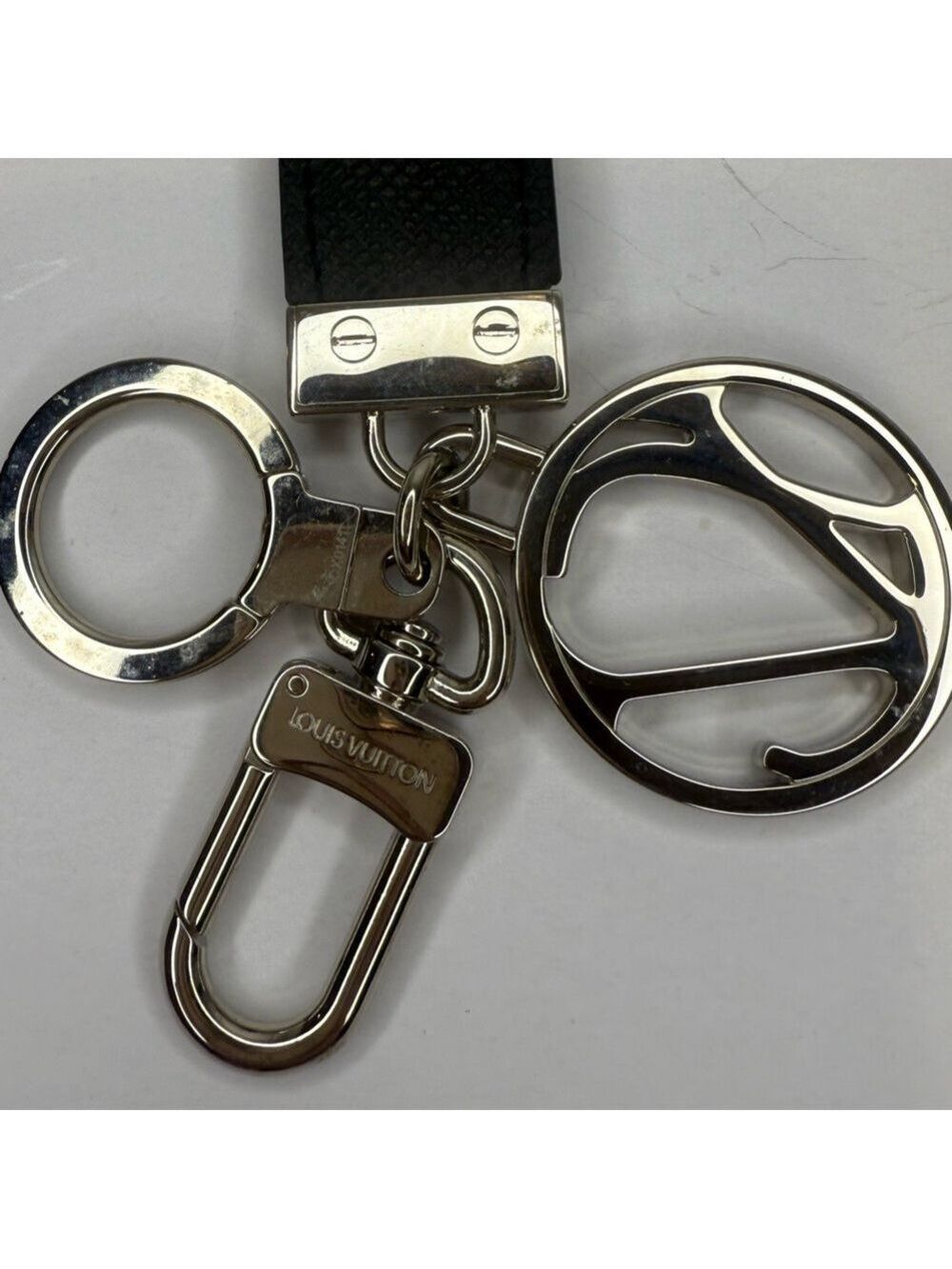 LOUIS VUITTON KEY-RING BLACK LEATHER CLUB KEY-HOLDER